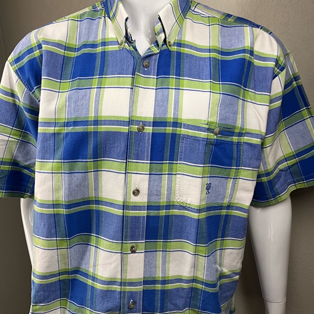 Wrangler Twenty X Blue and Green Plaid Casual Shirt